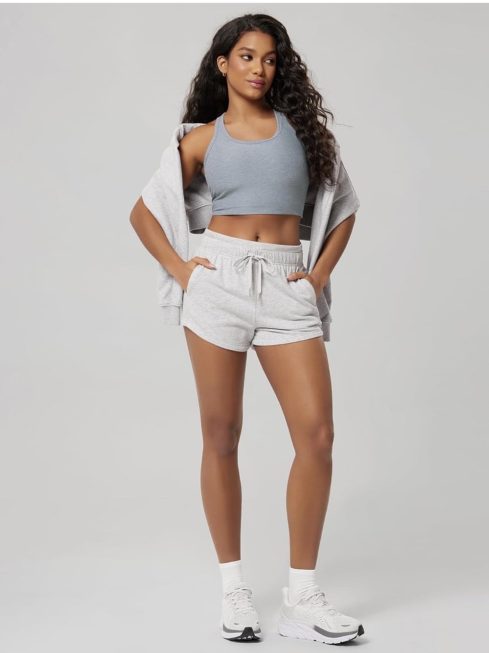 Women's Light Gray Athletic Drawstring Shorts